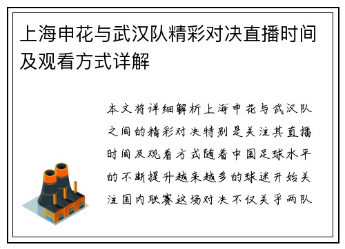 上海申花与武汉队精彩对决直播时间及观看方式详解